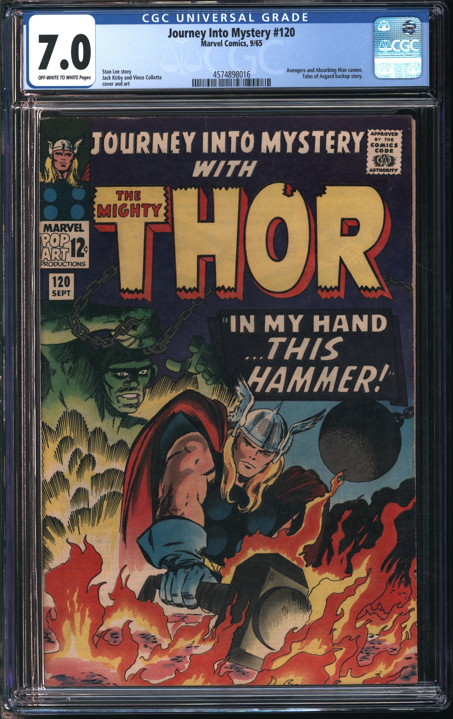 Marvel Comics Journey into Mystery #120 9/65 CGC 7.0 Off-White to White Pages