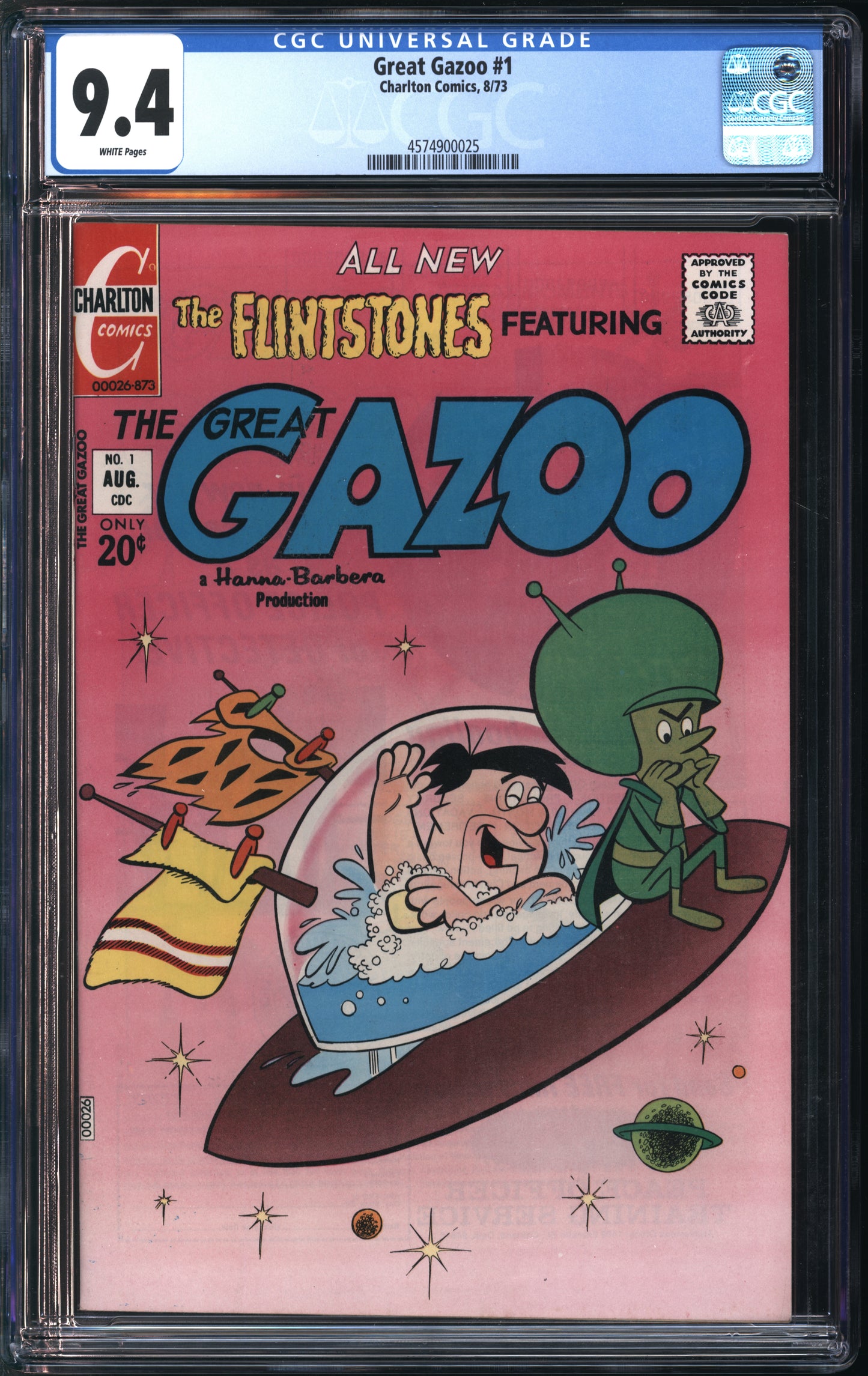 Charlton Comics Great Gazoo #1 8/73 CGC 9.4 White Pages
