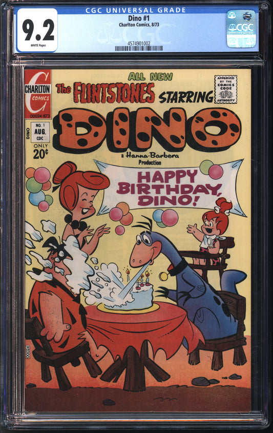 Charlton Comics Dino #1 8/73 CGC 9.2 White Pages