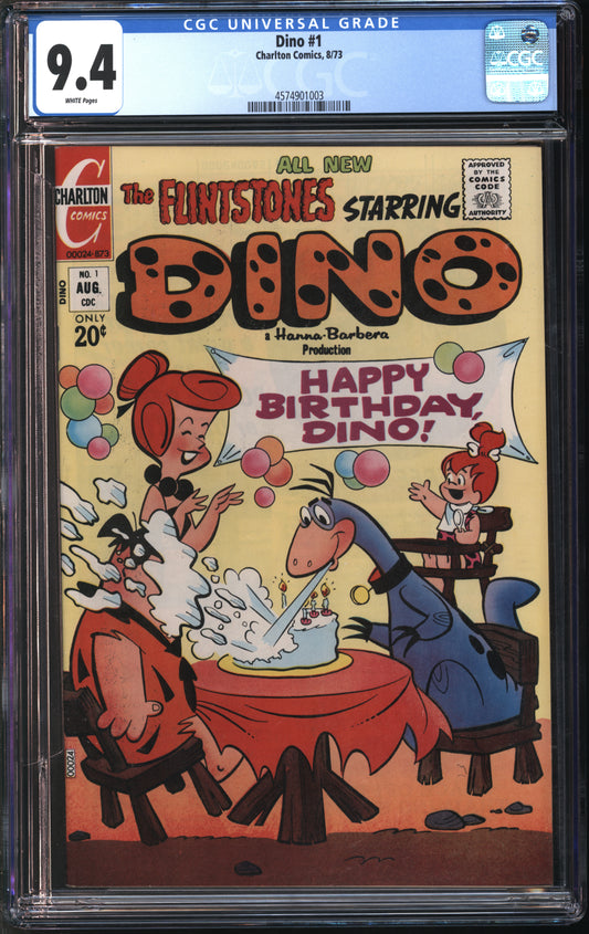 Charlton Comics Dino #1 8/73 CGC 9.4 White Pages