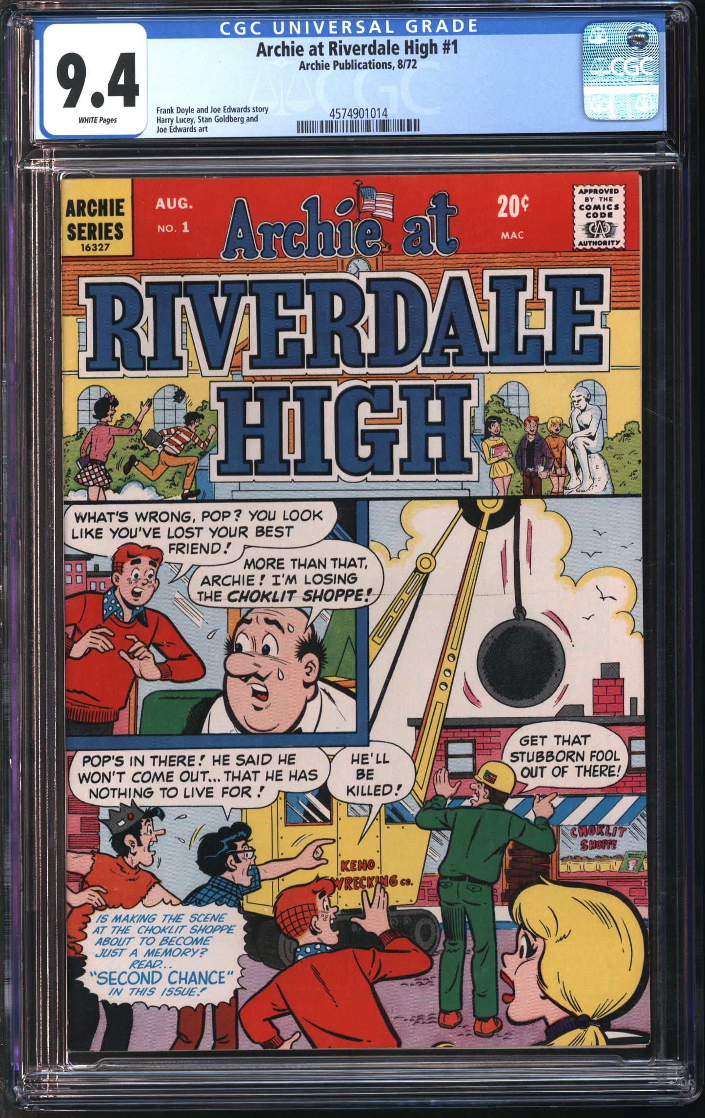 Archie Publications Archie at Riverdale High #1 8/72 CGC 9.4 White Pages