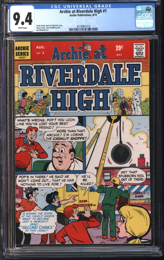 Archie Publications Archie at Riverdale High #1 8/72 CGC 9.4 White Pages
