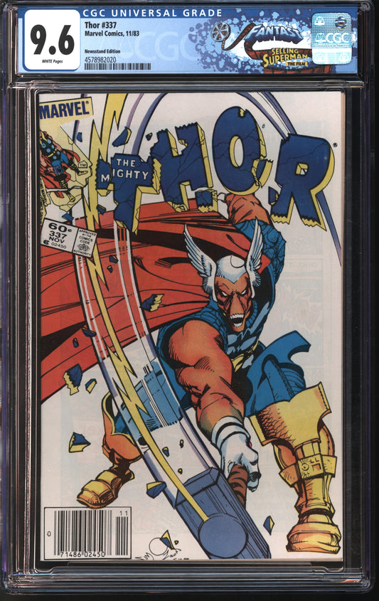 Marvel Comics Thor #337 11/83 Newsstand Edition FANTAST CGC 9.6 White Pages