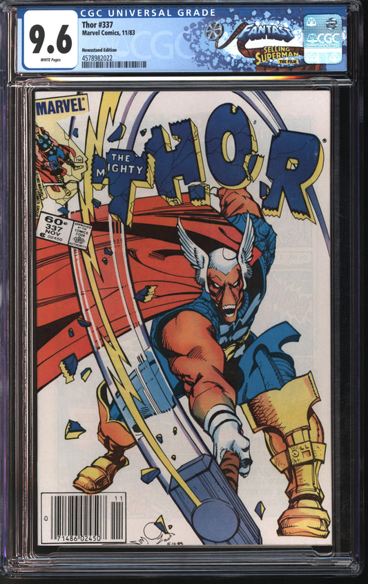 Marvel Comics Thor #337 11/83 Newsstand Edition FANTAST CGC 9.6 White Pages