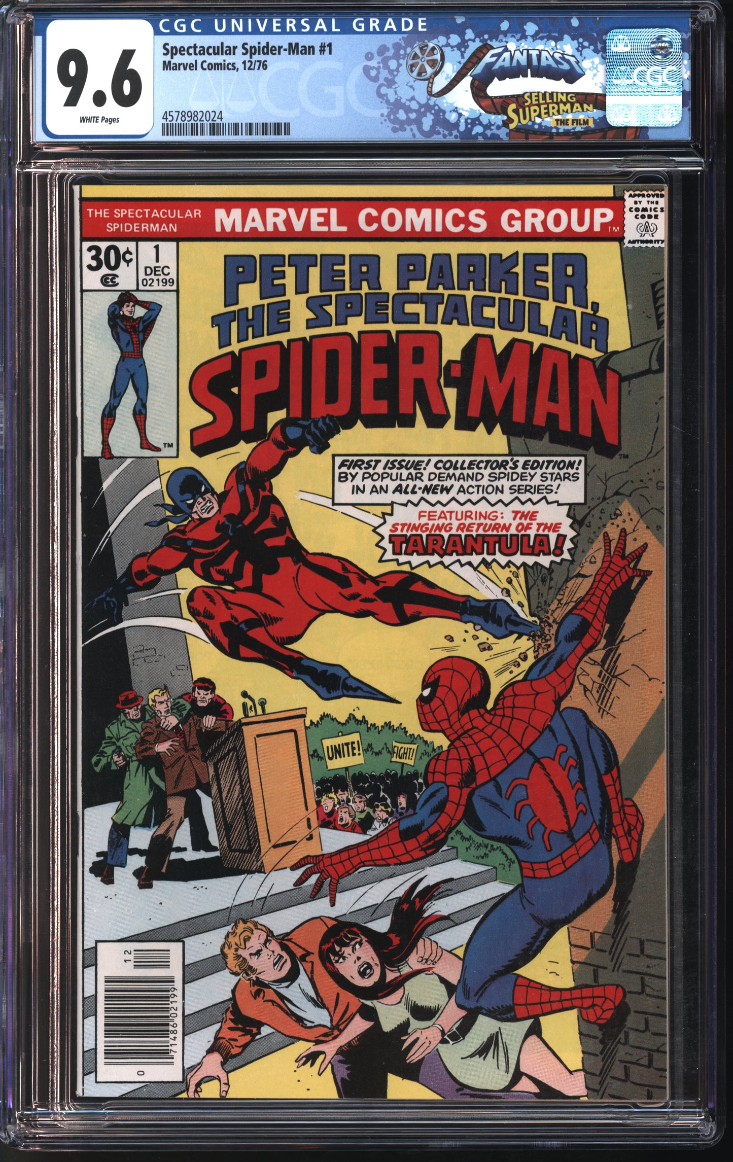 Marvel Comics Spectacular Spider-Man #1 12/76 FANTAST CGC 9.6 White Pages