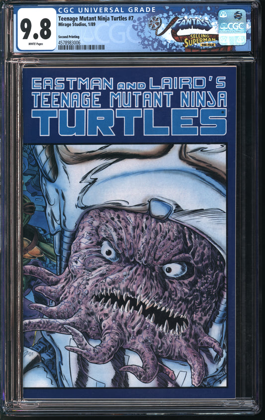 Mirage Studios Teenage Mutant Ninja Turtles #7 (2nd Printing) 1/89 FANTAST CGC 9.8 White Pages