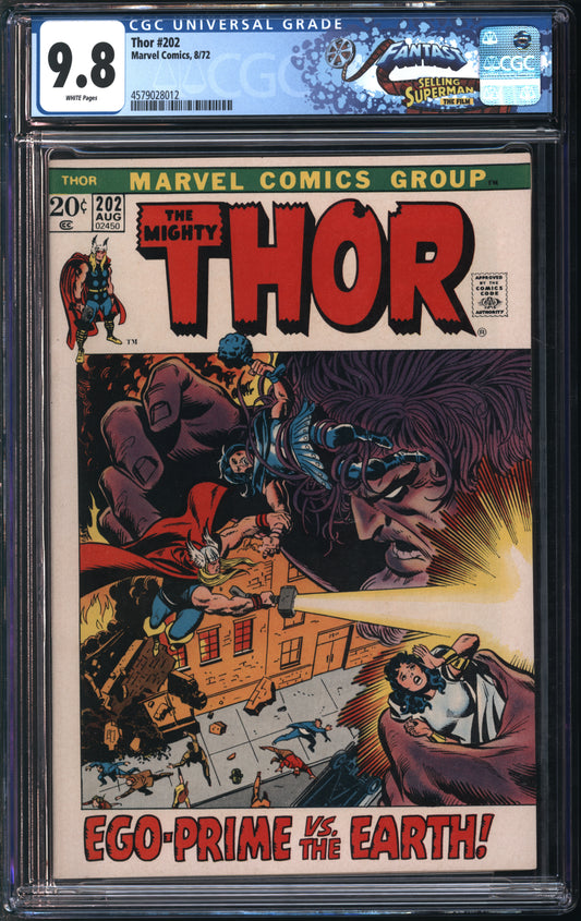 Marvel Comics Thor #202 8/72 FANTAST CGC 9.8 White Pages