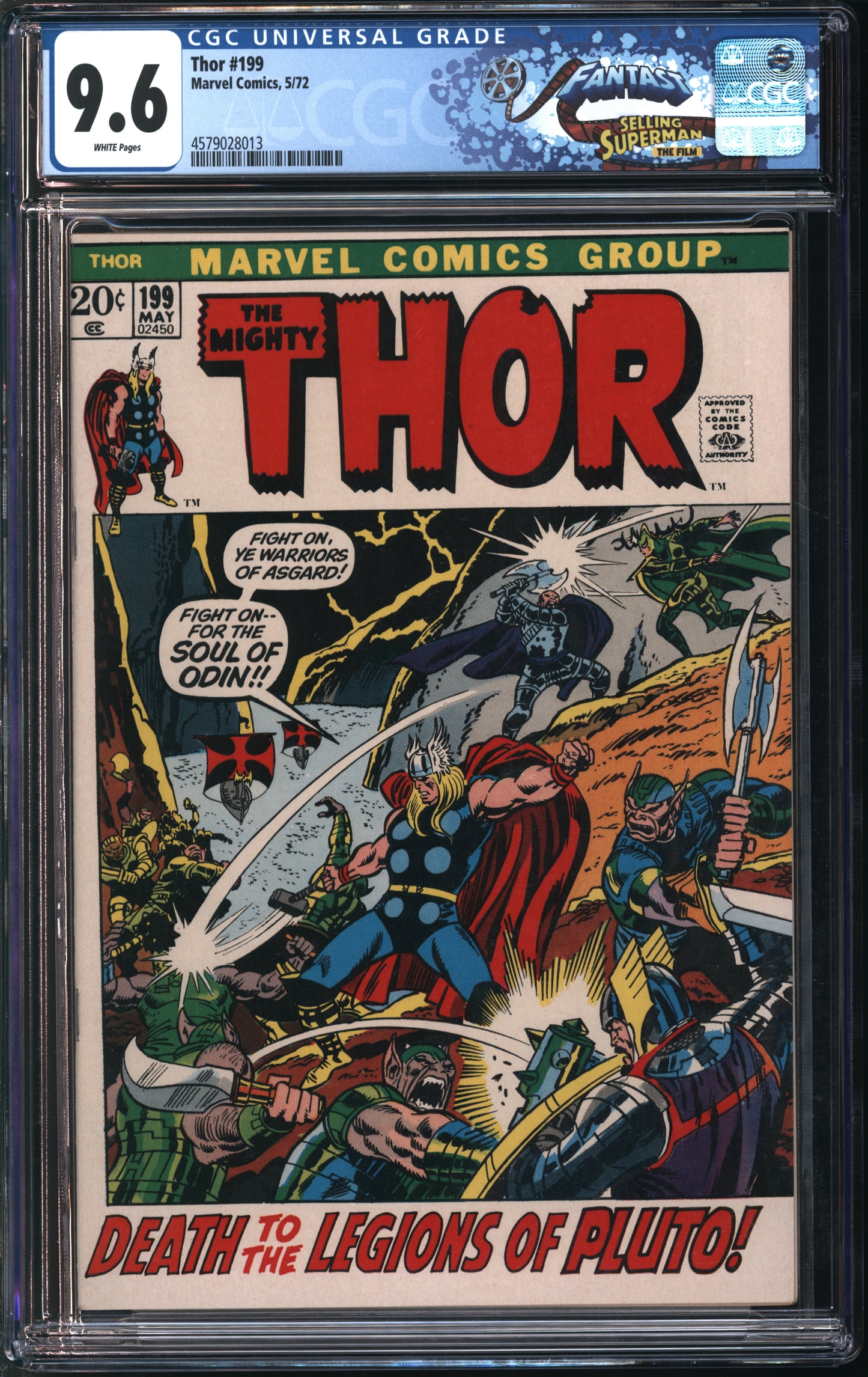 Marvel Comics Thor #199 5/72 FANTAST CGC 9.6 White Pages