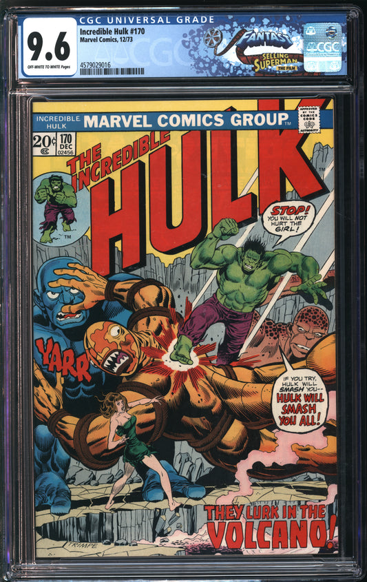 Marvel Comics Incredible Hulk #170 12/73 FANTAST CGC 9.6 Off-White to White Pages