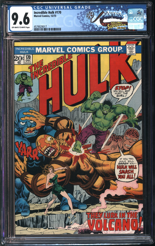 Marvel Comics Incredible Hulk #170 12/73 FANTAST CGC 9.6 Off-White to White Pages