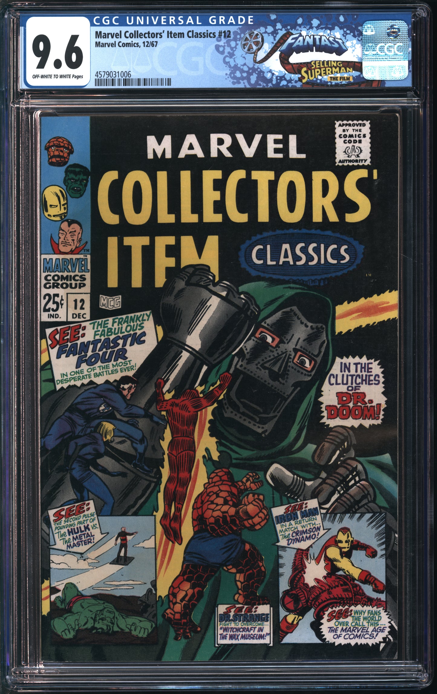 Marvel Collectors' Items Classics #12 12/67 FANTAST CGC 9.6 White Pages