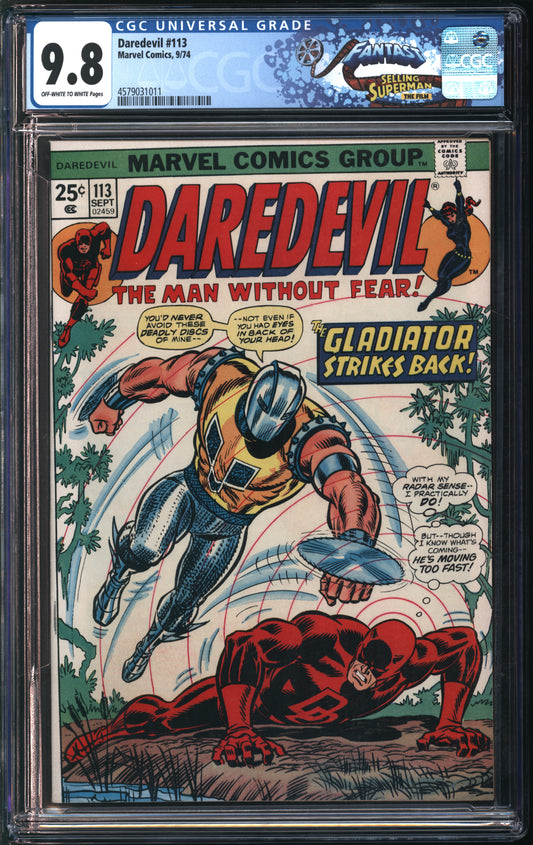 Marvel Comics Daredevil #113 9/74 FANTAST CGC 9.8 Off-White to White Pages