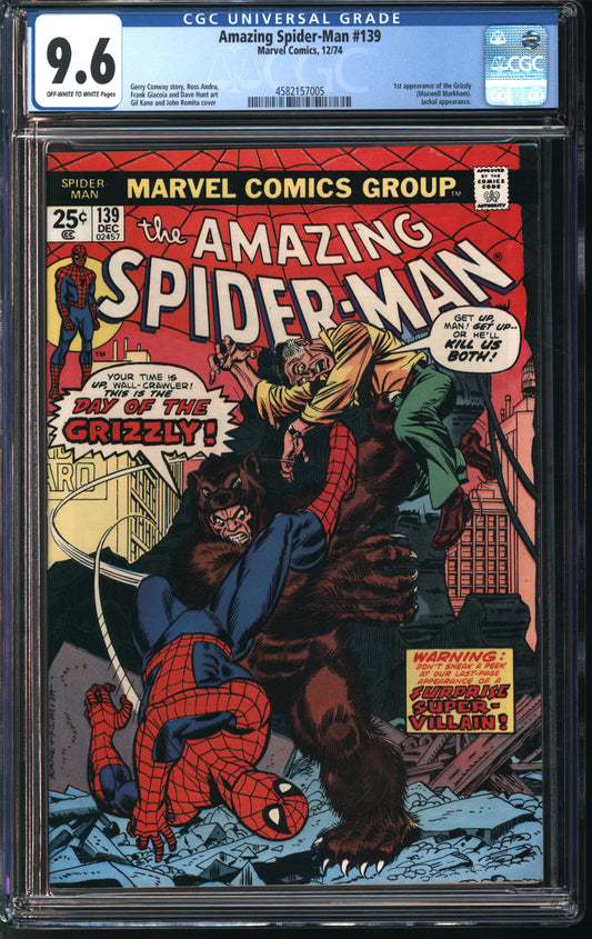 Marvel Comics Amazing Spider-Man #139 12/74 CGC 9.6 Off-White to White Pages
