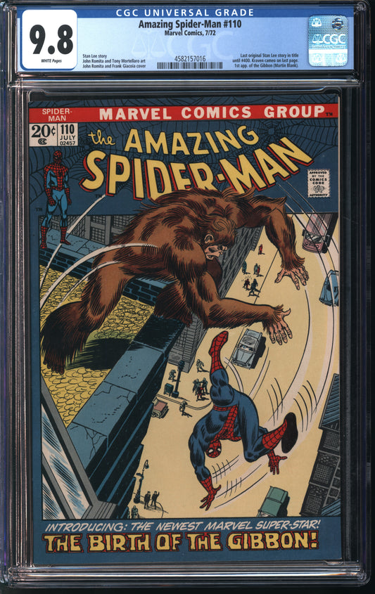 Marvel Comics Amazing Spider-Man #110 7/72 CGC 9.8 White Pages