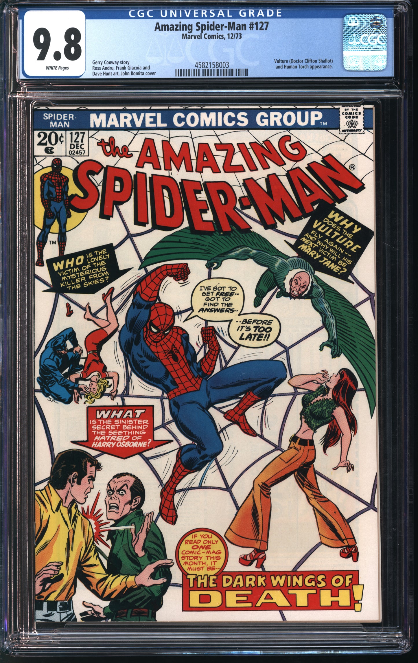 Marvel Comics Amazing Spider-Man #127 12/73 CGC 9.8 White Pages