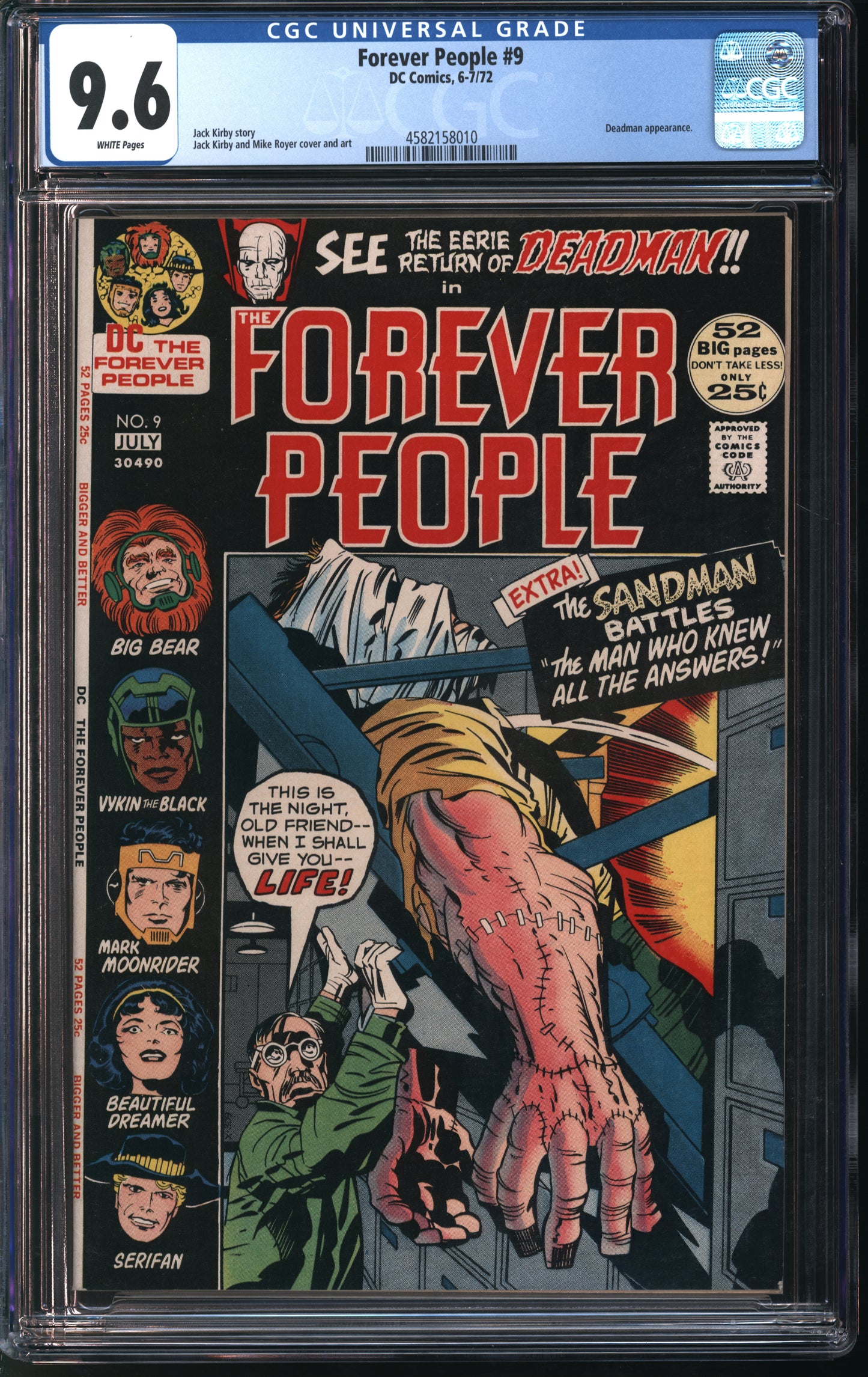 D.C. Comics Forever People #9 6-7/72 CGC 9.6 White Pages