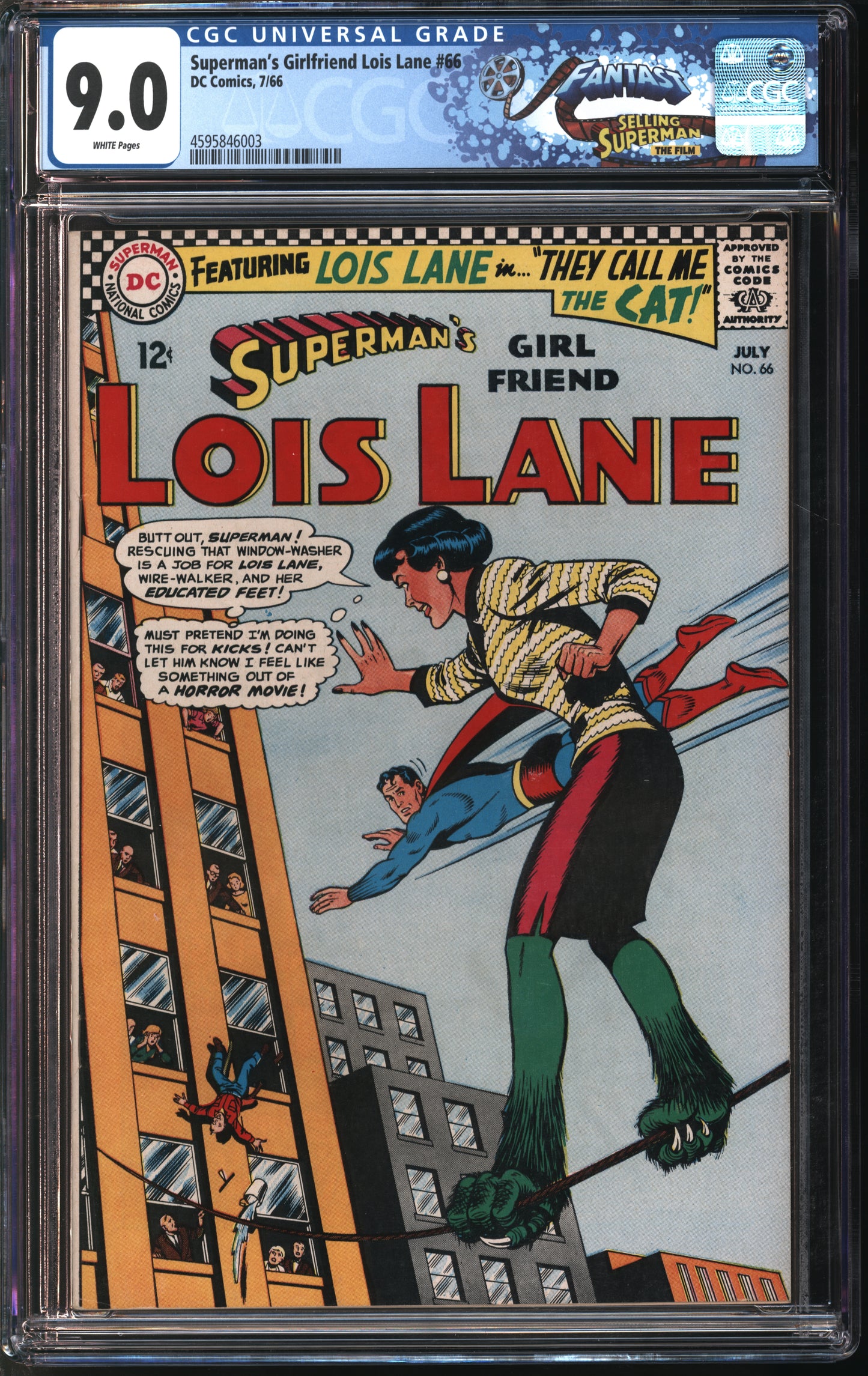D.C. Comics Superman's Girlfriend Lois Lane #66 10/66 FANTAST CGC 9.0 White Pages