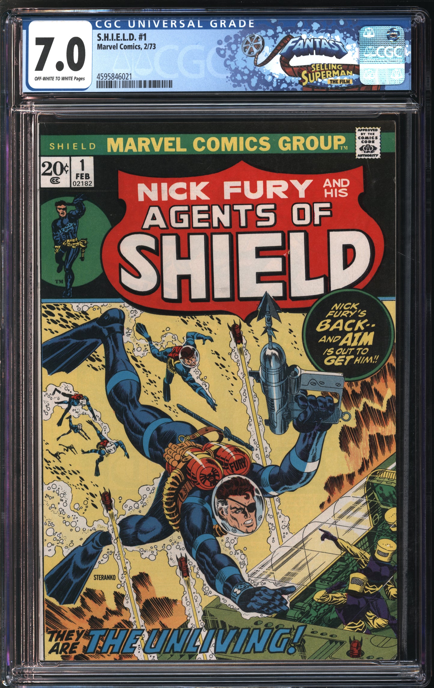 Marvel S.H.I.E.L.D. (SHIELD) #1 2/73 FANTAST CGC 7.0 Off-White to White Pages