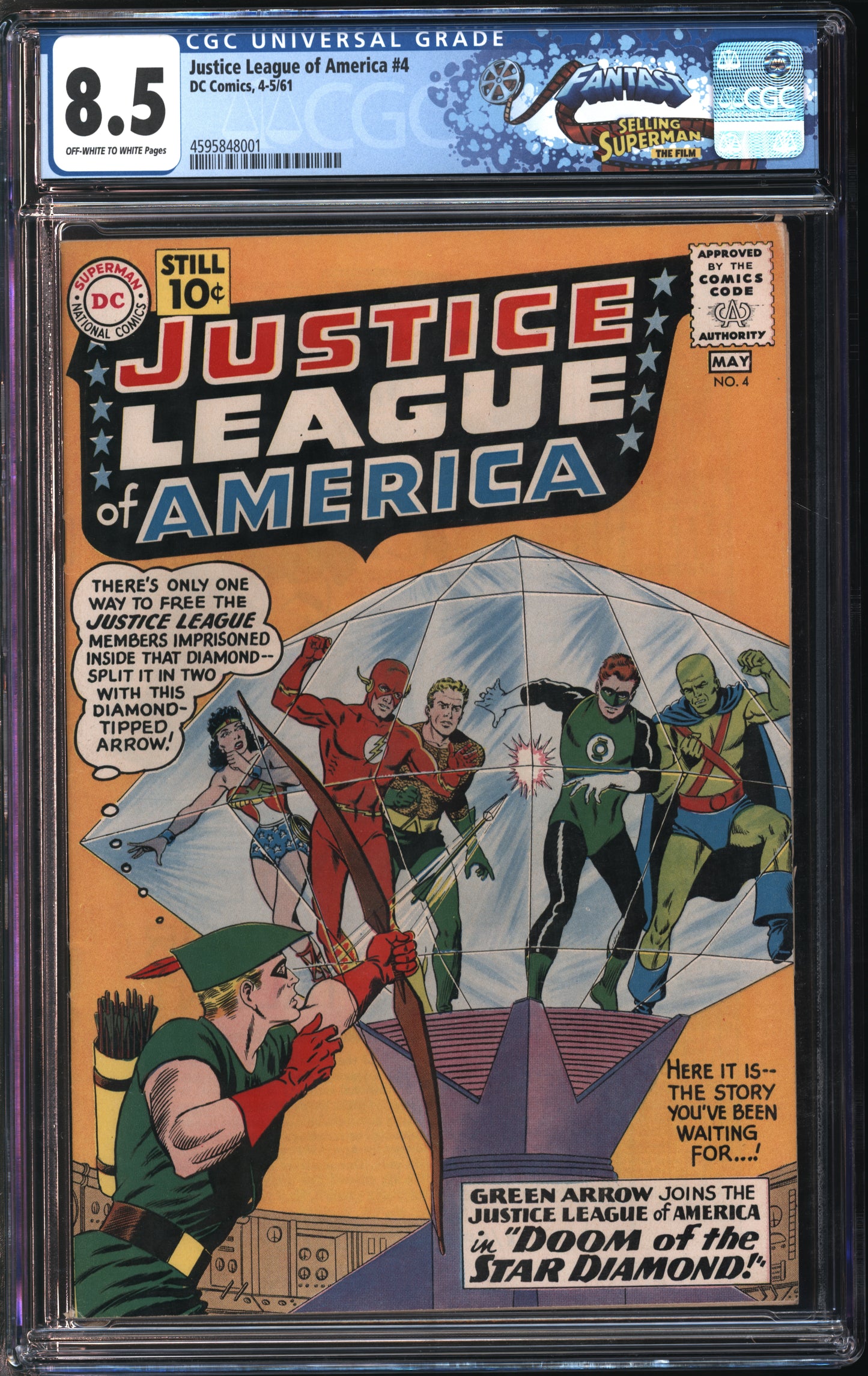 D.C. Comics Justice League of America #4 4-5/61 FANTAST CGC 8.5 Off-White to White Pages