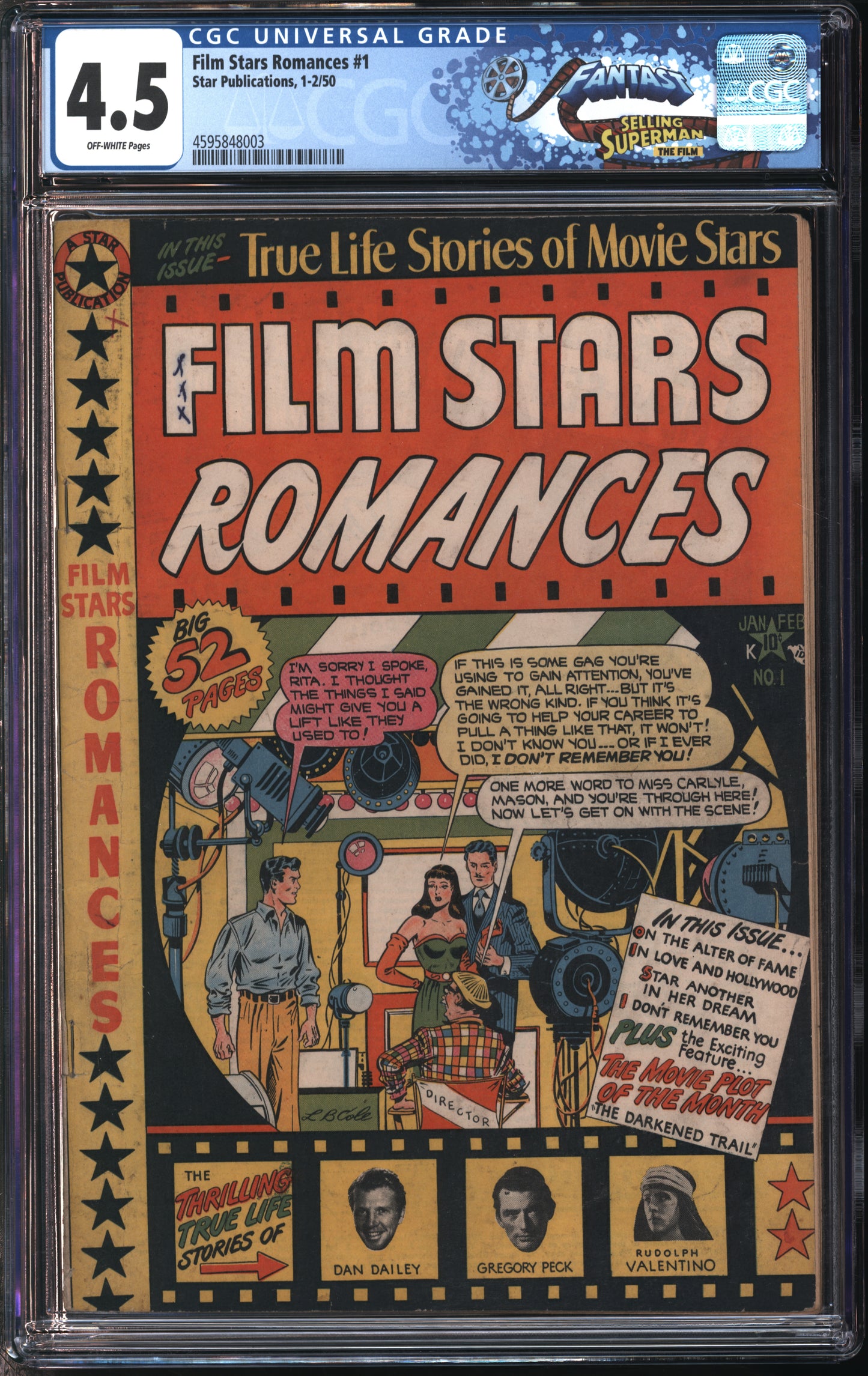 Star Pub. Film Stars Romances #1 1-2/50 FANTAST CGC 4.5 Off-White Pages