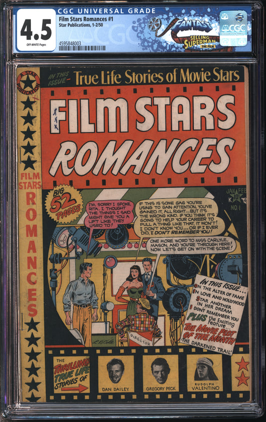 Star Pub. Film Stars Romances #1 1-2/50 FANTAST CGC 4.5 Off-White Pages