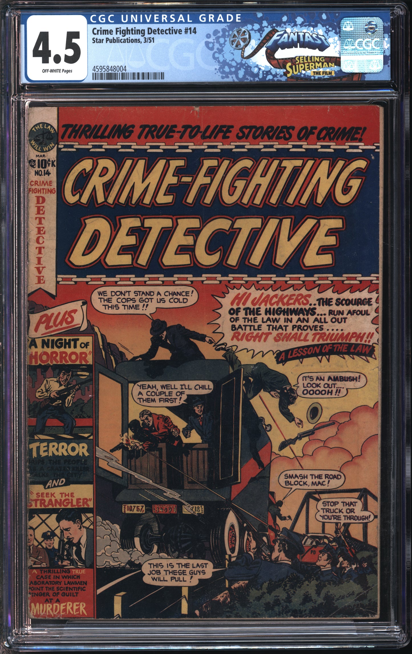 Star Pub. Crime Fighting Detective #14 3/51 FANTAST CGC 4.5 Off-White Pages