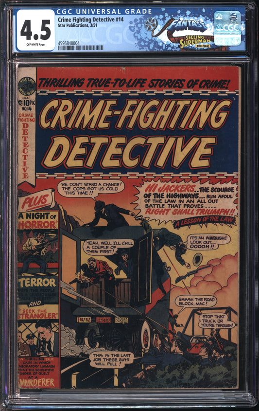 Star Pub. Crime Fighting Detective #14 3/51 FANTAST CGC 4.5 Off-White Pages