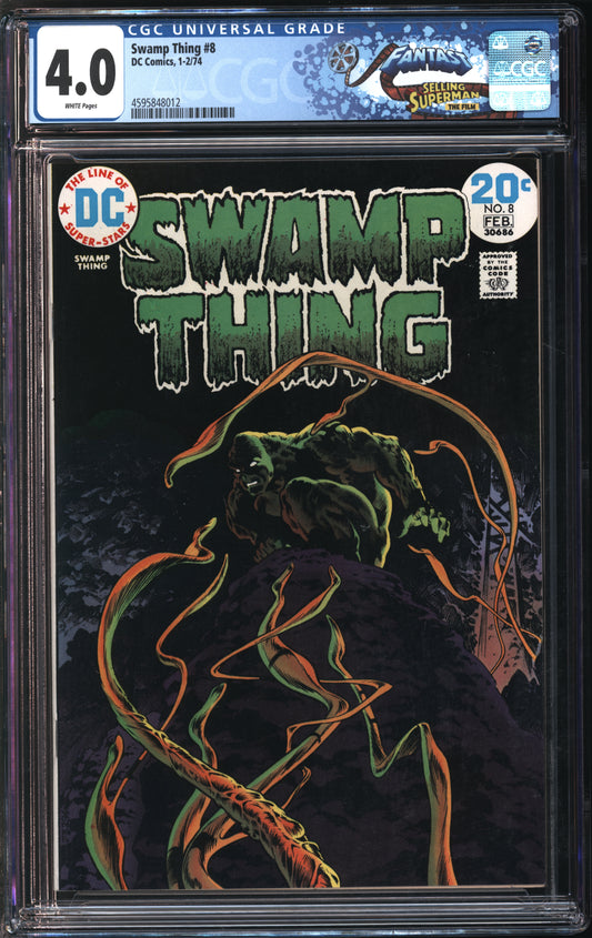 D.C. Comics Swamp Thing #8 1-2/74 FANTAST CGC 4.0 White Pages