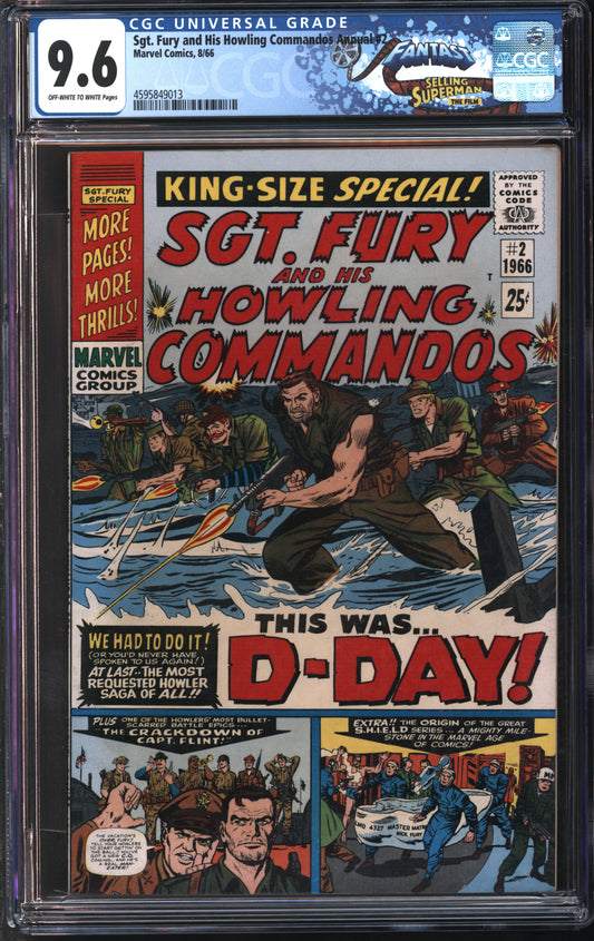 Marvel Comics Sgt. Fury and His Howling Commandos Annual #2 8/66 FANTAST CGC 9.6 Off-White to White Pages
