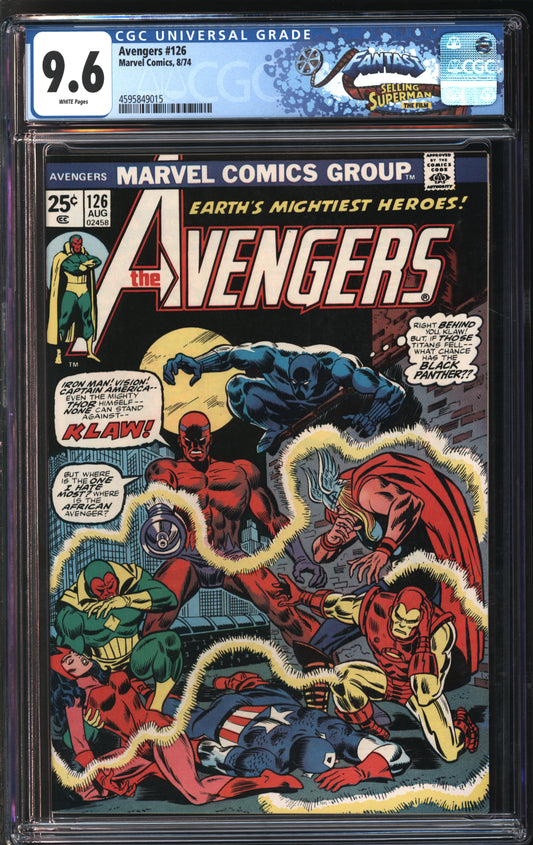 Marvel Comics Avengers #126 8/74 FANTAST CGC 9.6 White Pages
