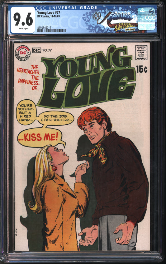 D.C. Comics Young Love #77 11-12/69 FANTAST CGC 9.6 White Pages