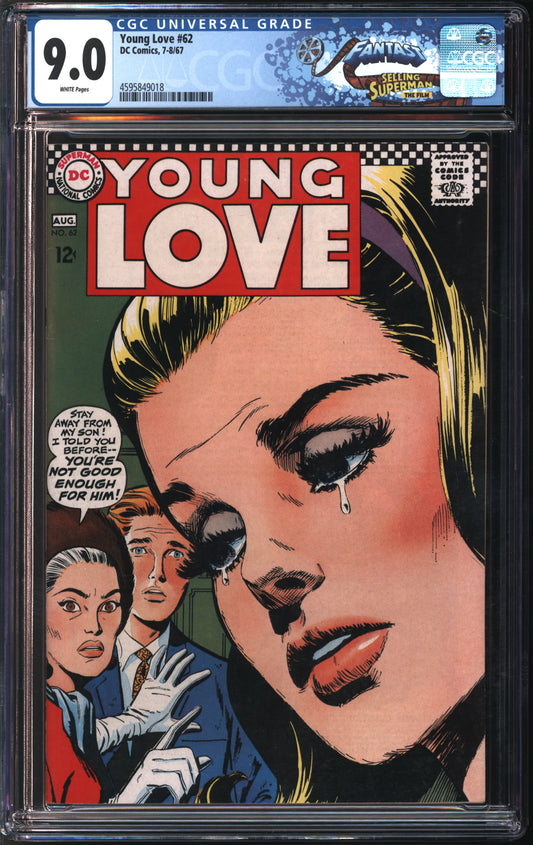 D.C. Comics Young Love #62 7-8/67 FANTAST CGC 9.0 White Pages