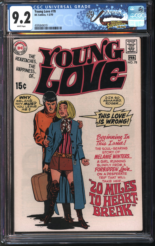 D.C. Comics Young Love #78 1-2/70 FANTAST CGC 9.2 White Pages