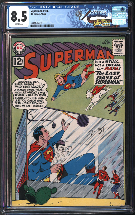 D.C. Comics Superman #156 10/62 FANTAST CGC 8.5 White Pages