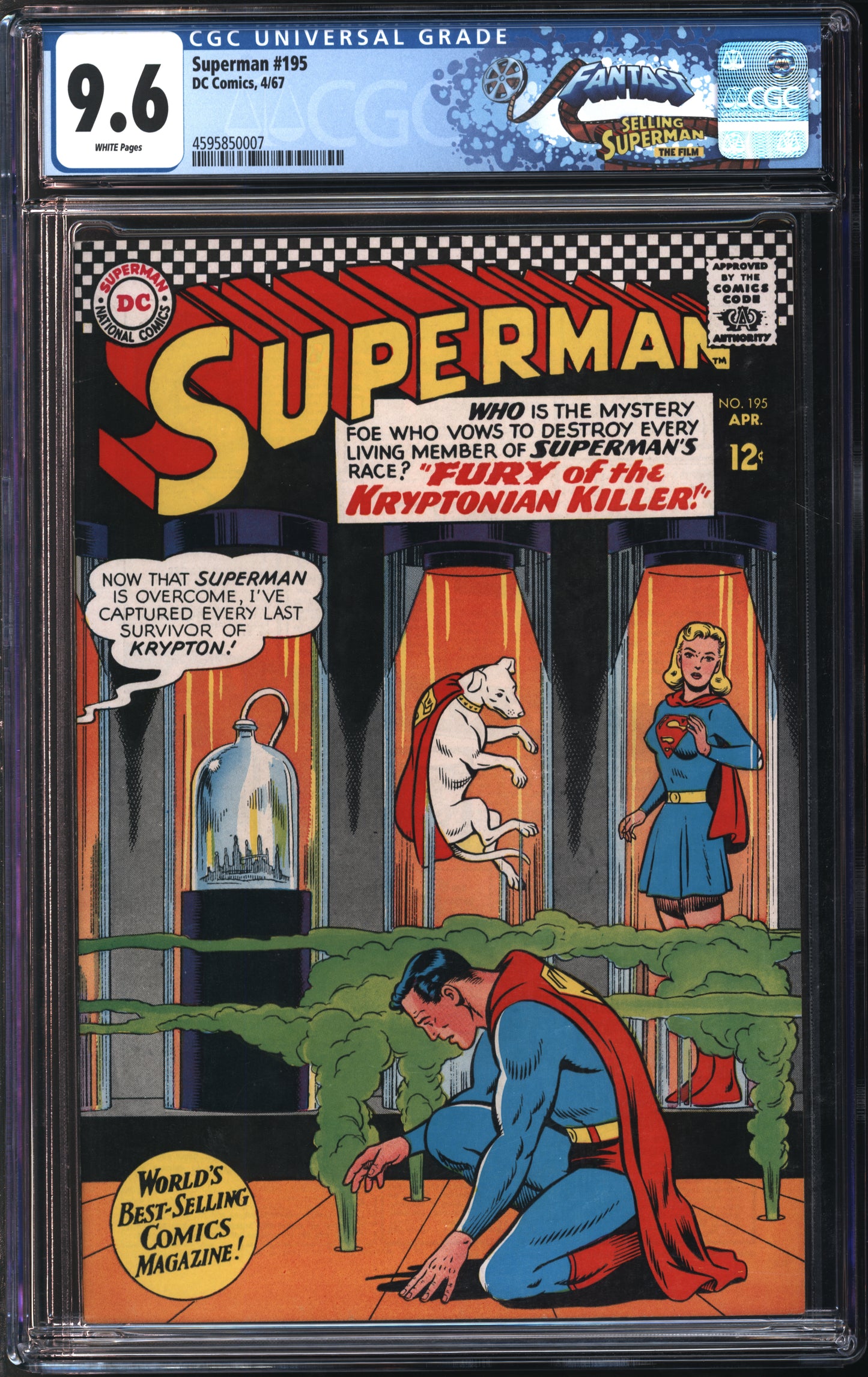 D.C. Comics Superman #195 4/67 FANTAST CGC 9.6 White Pages
