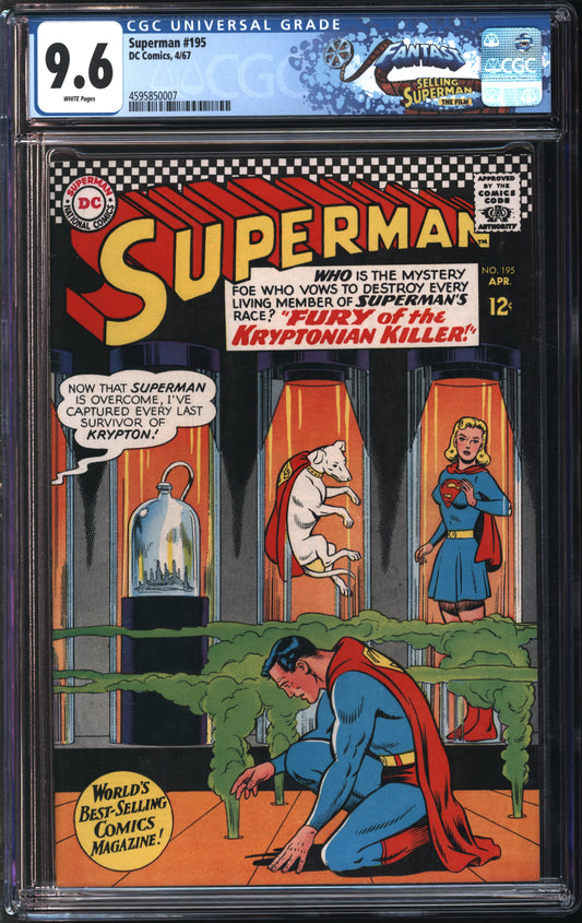 D.C. Comics Superman #195 4/67 FANTAST CGC 9.6 White Pages