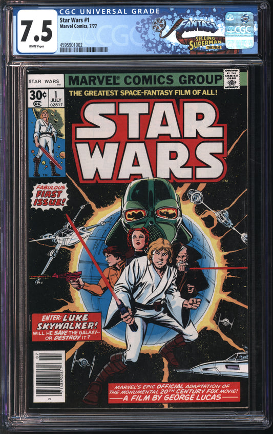 Marvel Comics Star Wars #1 7/77 FANTAST CGC 7.5 White Pages
