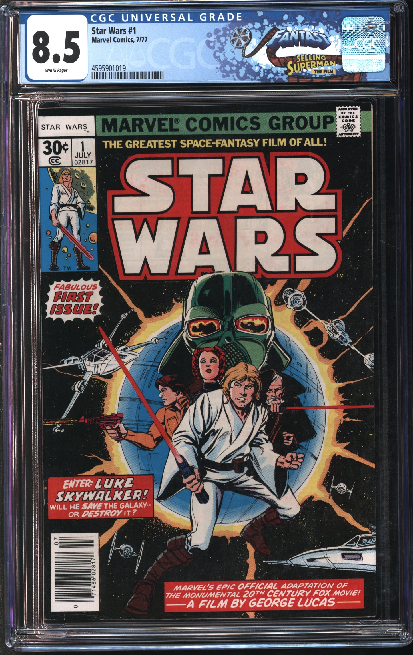 Marvel Comics Star Wars #1 7/77 FANTAST CGC 8.5 White Pages