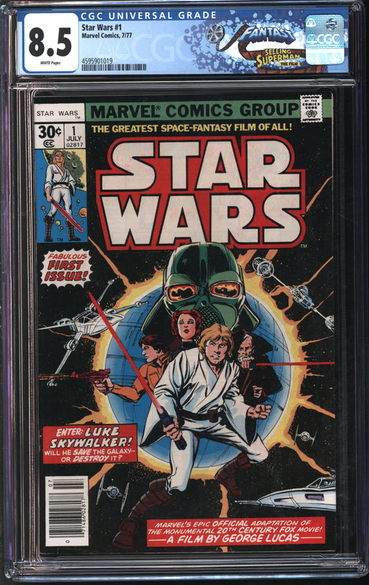 Marvel Comics Star Wars #1 7/77 FANTAST CGC 8.5 White Pages