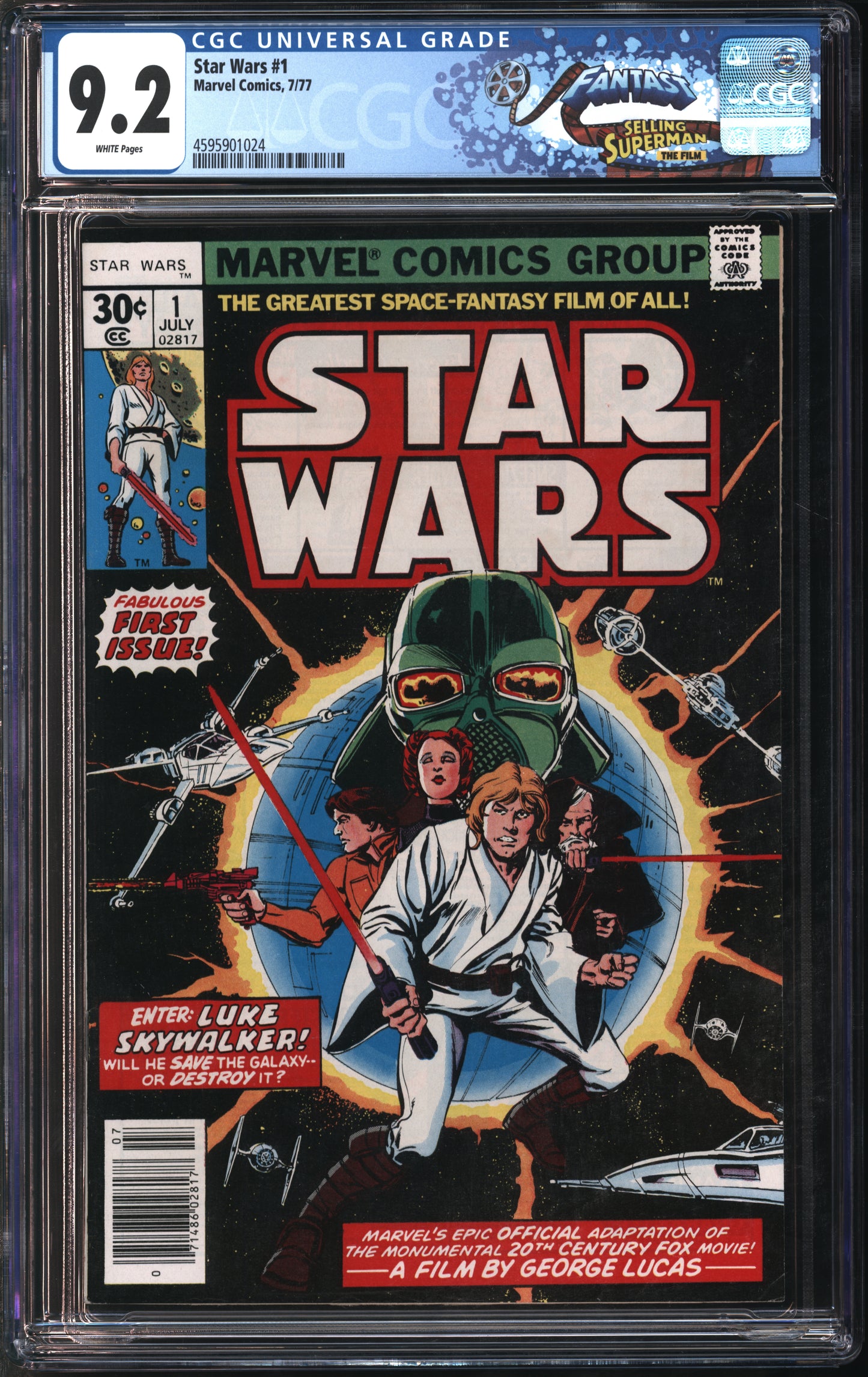 Marvel Comics Star Wars #1 7/77 FANTAST CGC 9.2 White Pages