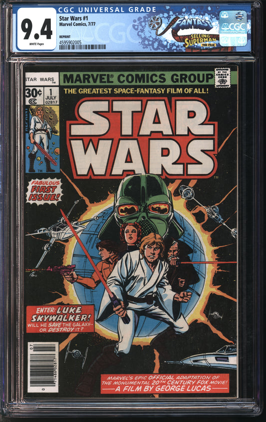 Marvel Star Wars #1 REPRINT 7/77 FANTAST CGC 9.4 White Pages