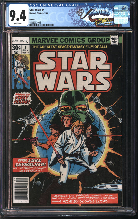 Marvel Star Wars #1 REPRINT 7/77 FANTAST CGC 9.4 White Pages