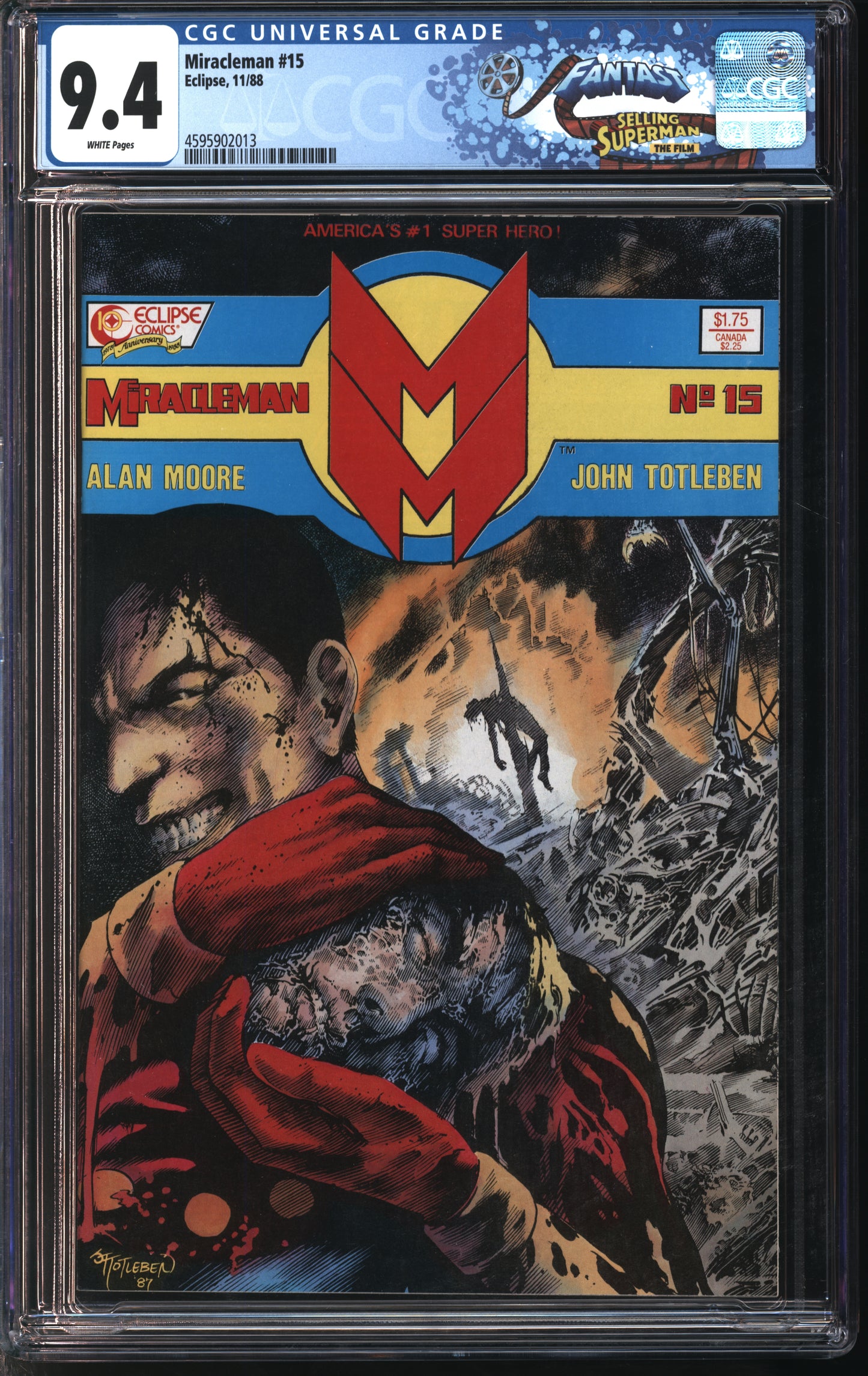 Eclipse Miracleman #15 11/88 FANTAST CGC 9.4 White Pages