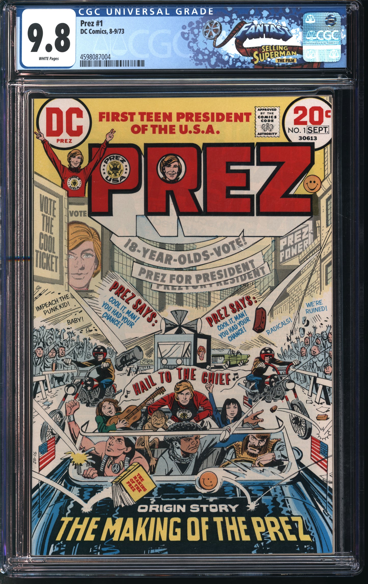 D.C. Comics Prez #1 8-9/73 FANTAST CGC 9.8 White Pages