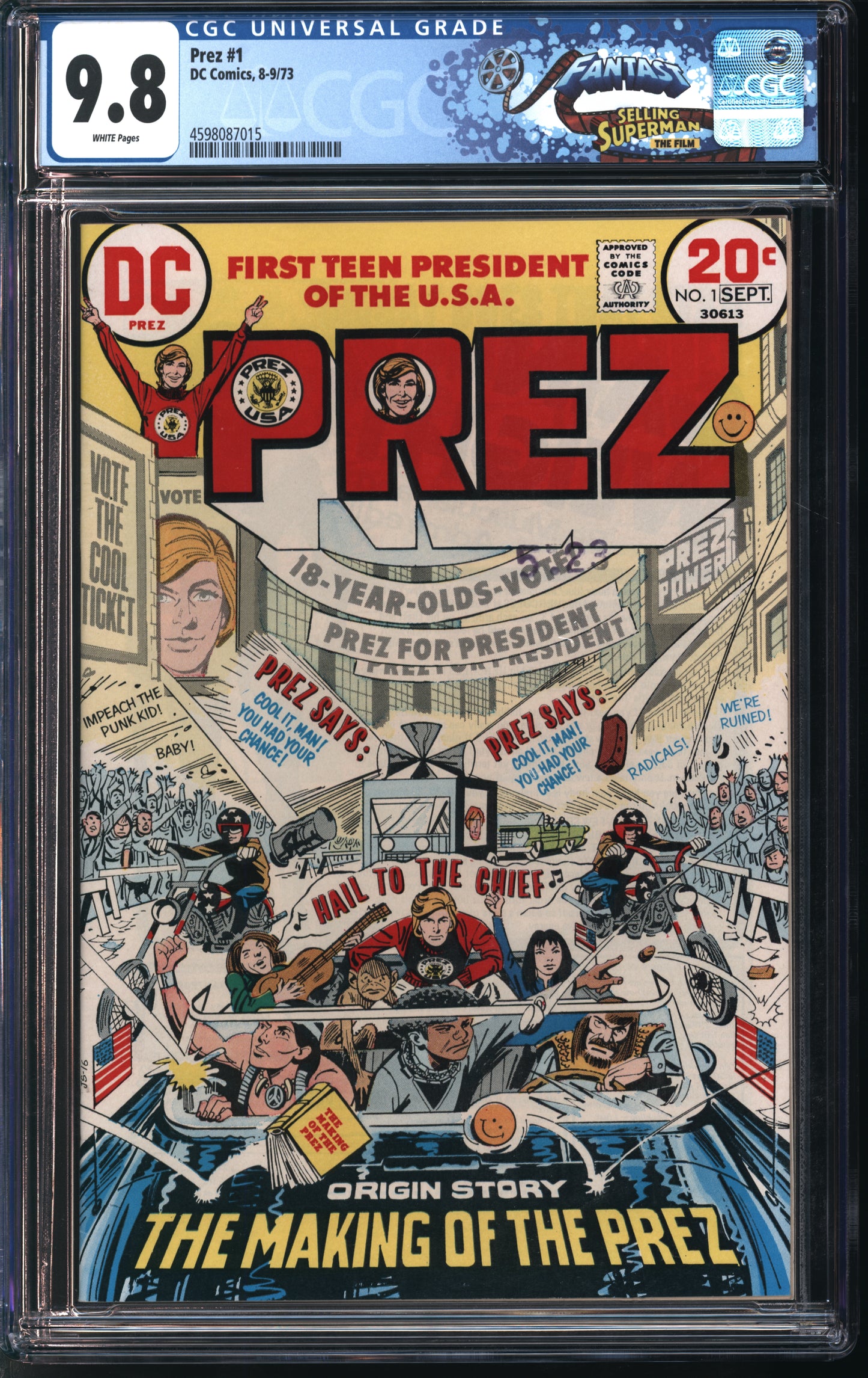 D.C. Comics Prez #1 8-9/73 FANTAST CGC 9.8 White Pages