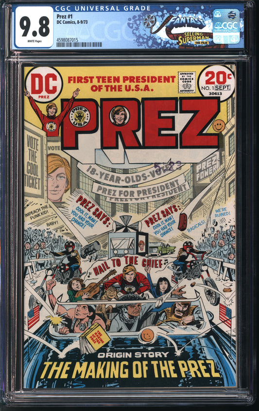 D.C. Comics Prez #1 8-9/73 FANTAST CGC 9.8 White Pages