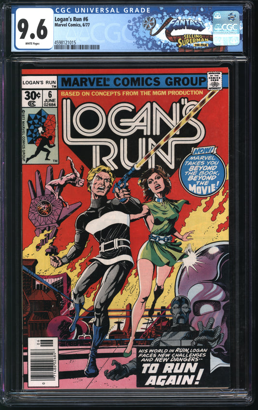 Marvel Comics Logan's Run #6 6/77 FANTAST CGC 9.6 White Pages