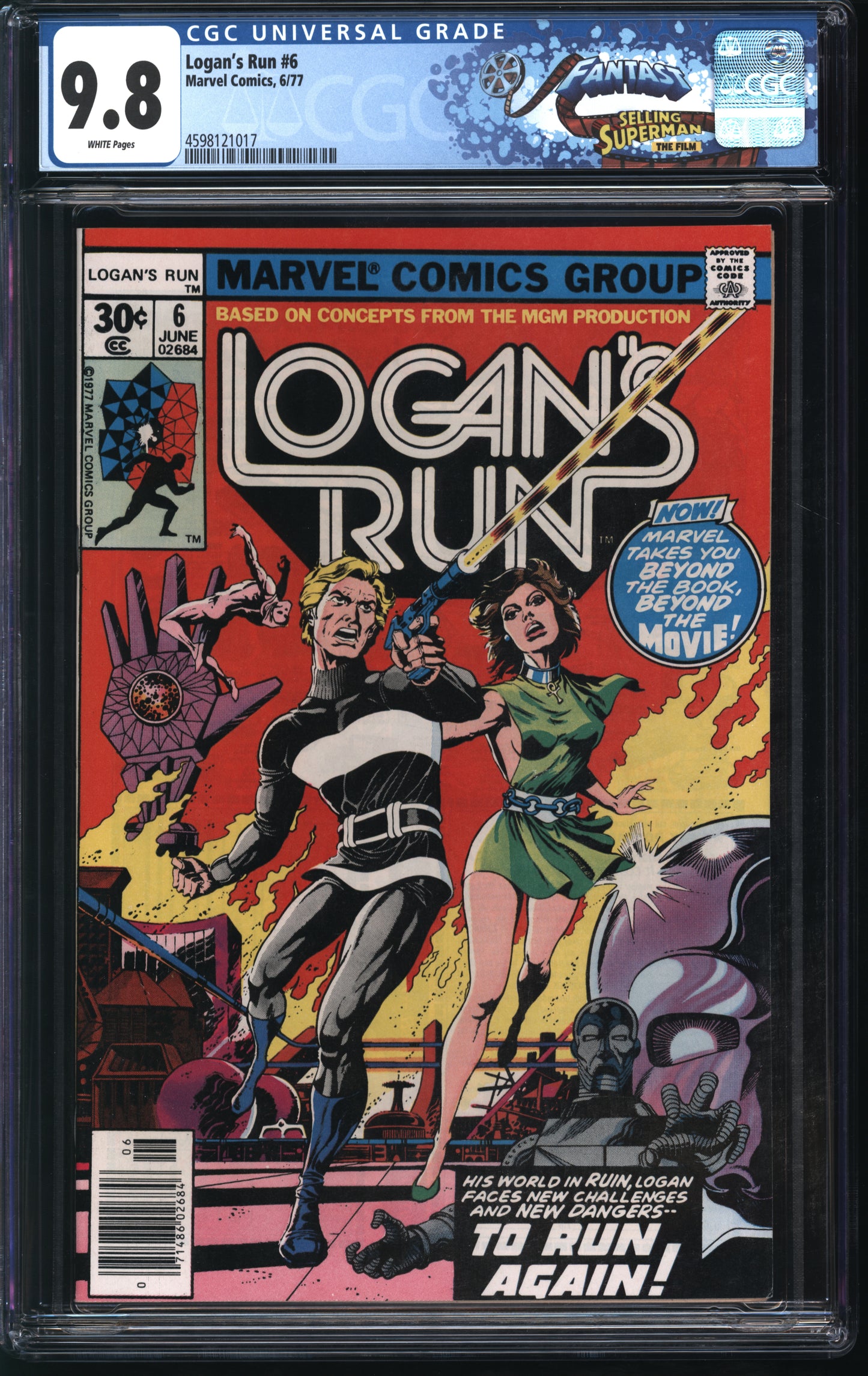 Marvel Comics Logan's Run #6 6/77 FANTAST CGC 9.8 White Pages