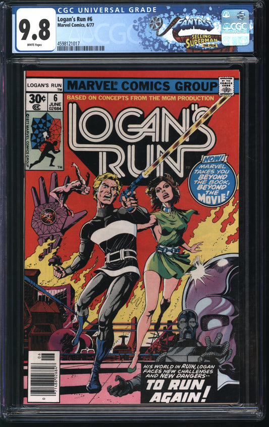 Marvel Comics Logan's Run #6 6/77 FANTAST CGC 9.8 White Pages