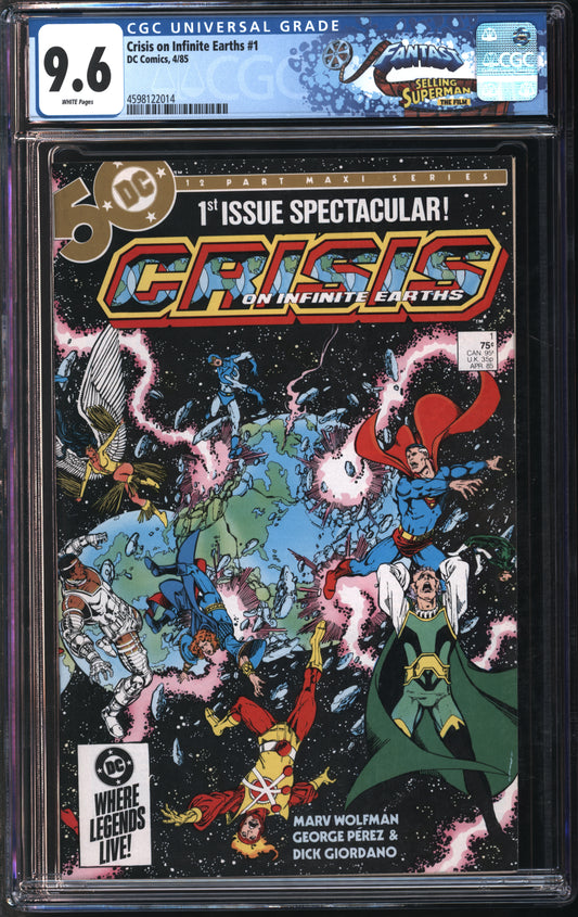D.C. Comics Crisis on Infinite Earths #1 4/85 FANTAST CGC 9.6 White Pages